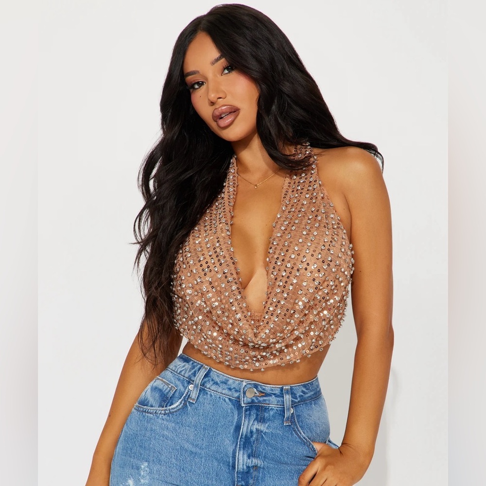 MOVING SALE!!$12!! Sequin Halter Crop Top